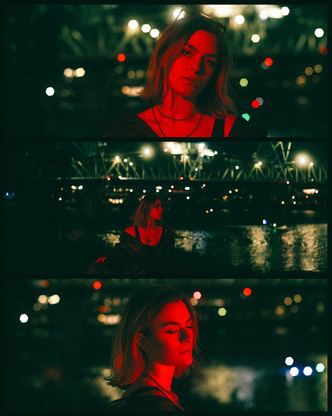 Cinematic Night Portraits in Portland: Red Light, Neon, and Double Exposures — photograph 9 of 20